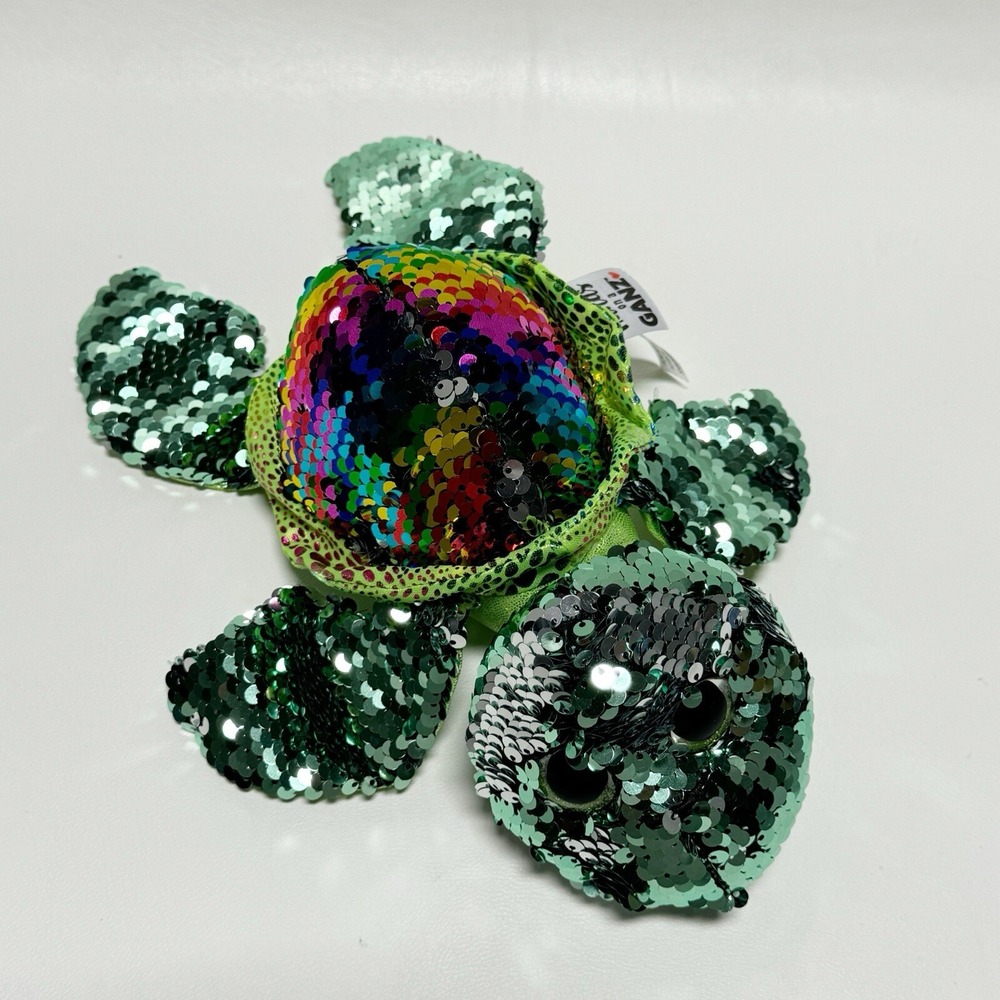 Ganz Shimmer Cove Sequin Tia Turtle Plush 11 Inch H14626 Green Rainbow